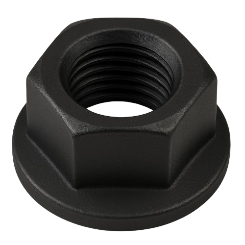 Serrated Flanged Conical Hexagonal Nut Black Steel 7/16-14 Grade 8