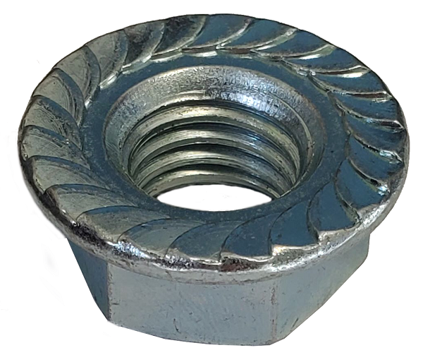 Serrated Flanged Hexagonal Nut Fine Thread Zinc Plated 1/4-28 Grade 5