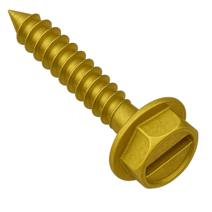 Hexagonal Head Concrete Screw Yellow Zinc Plated #10 * 1-3/4" [Socket & Slotted Drive]