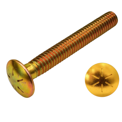 Boulon Carrosserie Impérial À Tête Bombée, Filetage Complet Jaune Zingué 3/8-16 * 2" catégorie 8
