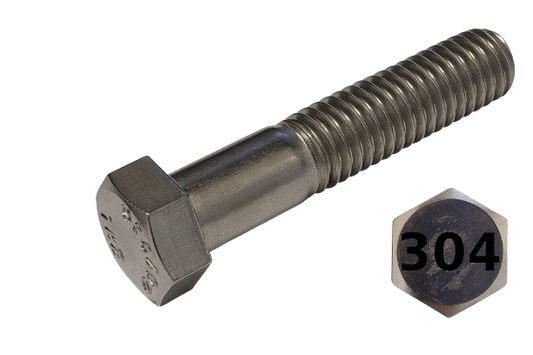 Imperial Hexagonal Bolt Partial Thread 304 Stainless Steel 1-1/4-7 * 9-1/2"
