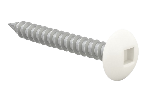 Round Head Metal Screw Full Thread With White Painted Head Zinc #8 * 3" [Square Drive]