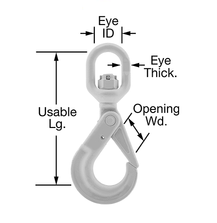 Swivel Eye Hook Load-Lock bleu Painted Alloy Steel 3/8 Grade 100