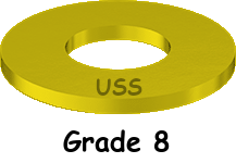 Flat Washer USS Yellow Zinc 7/8 * 2-1/4 OD Grade 8