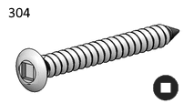 Oval Head Metal Screw Full Thread Stainless Steel #6 * 1" [Square Drive]