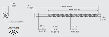 Vis autoperceuse G-Fast™ Phillips n° 3, revêtement époxy noir n° 14 x 6 [homologuée FM]