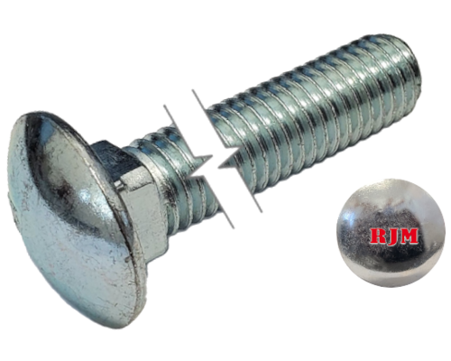 Imperial Carriage Bolt Dome Head Full Thread Zinc Plated 3/8-16 * 4