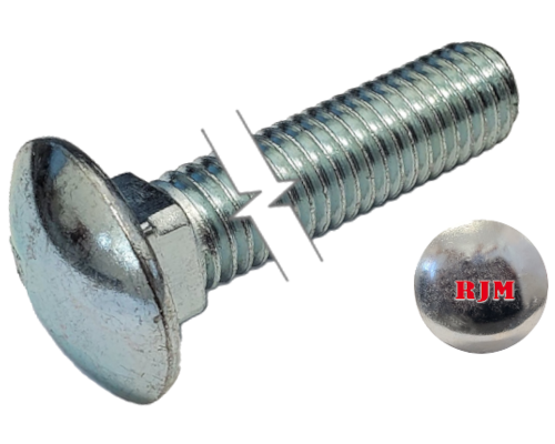 Imperial Carriage Bolt Dome Head Full Thread Zinc Plated 3/8-16 * 1