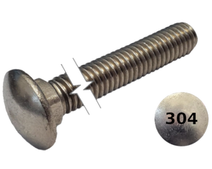 Imperial Carriage Bolt Full Thread 304 Stainless Steel  1/4-20 * 3"