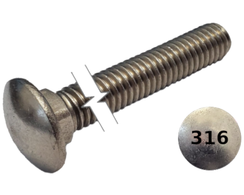 Imperial Carriage Bolt Dome Head Full Thread 316 Stainless Steel 1/4-20 * 3-1/4" data-zoom=