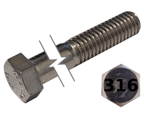 Imperial Hexagonal Bolt Partial Thread 316 Stainless Steel  7/8-9 * 4-1/4" data-zoom=