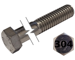 Imperial Hexagonal Bolt Fine And Partial Thread 304 Stainless Steel 1/2-20 * 5-1/2"