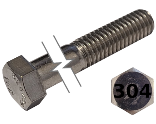 Imperial Hexagonal Bolt Fine And Partial Thread 304 Stainless Steel 1/2-20 * 5-1/2
