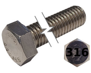 Imperial Hexagonal Bolt Full Thread 316 Stainless Steel  1/4-20 * 3/4"