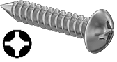 Oval Head Metal Screw Full Thread Zinc #10 * 1" [Quadrex Drive]
