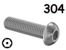 Button Head Cap Screw Fine & Full Thread Stainless Steel 10-32 * 3/4" [Cup Point] [Allen Pin-in Drive]