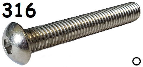 Button Head Cap Screw Full thread 316 Stainless Steel 8-32 * 1" [Cup Point] [Allen Drive] data-zoom=