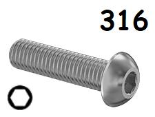 Button Head Cap Screw Full thread Stainless Steel 10-32 * 5/8" [Cup Point] [Allen Drive]