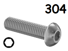 Button Head Cap Screw Full thread Stainless Steel 1/4-20 * 1-1/4" [Cup Point] [Allen Drive]