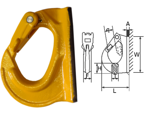 Welding Hook Yellow Painted Alloy Steel 1" [WLL : 22000 Lbs] data-zoom=