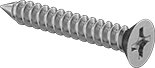 Flat Head Metal Screw Full Thread Zinc #10 * 1-1/4" [Philips Drive]