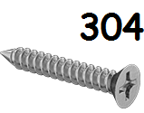 Flat Head Metal Screw Full Thread Stainless Steel #12 * 3/4" [Philips Drive]