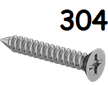 Flat Head Metal Screw Full Thread Stainless Steel #12 * 3/4" [Philips Drive] data-zoom=