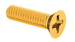 Flat Head Machine Screw Full Thread Brass 1/4-20 * 1" [Philips Drive] data-zoom=