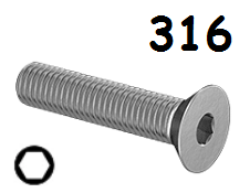 Flat Head Cap Screw Full Thread Stainless Steel 1/4-20 * 5/8" [Cup Point] [Allen Drive] data-zoom=