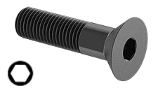 Flat Head Cap Screw Fine Thread Black Steel 1/4-28 * 1-3/4" Grade 8 [Cup Point] [Allen Drive]