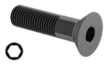 Flat Head Cap Screw Fine Thread Black Steel 1/4-28 * 2" Grade 8 [Cup Point] [Allen Drive]