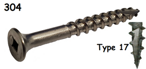 Flat Head Wood Screw [Type 17] Stainless Steel #8 * 2" [Square Drive]