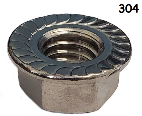Serrated Flanged Hexagonal Nut Fine Thread 304 Stainless Steel 5/16-24 data-zoom=