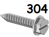 Flanged Hexagonal Head Metal Screw Full Thread Stainless Steel #6 * 5/8" [Slotted Drive]