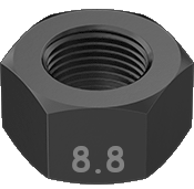 Metric Hexagonal Nut Black Steel M10 * 1.5  Grade 8.8