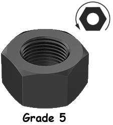 Left Hexagonal Nut Black Steel 5/8-11 Grade 5