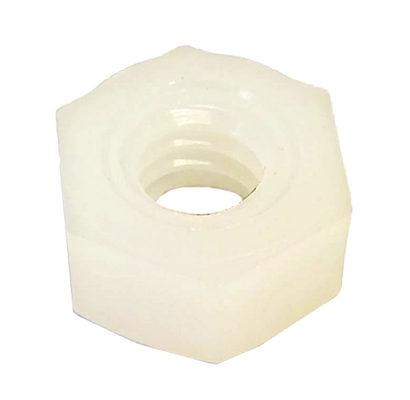 Hexagonal Nut White Nylon 1/4-20