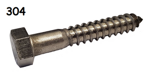 Hexagonal Lag Screw Stainless Steel 1/2-13 * 16"