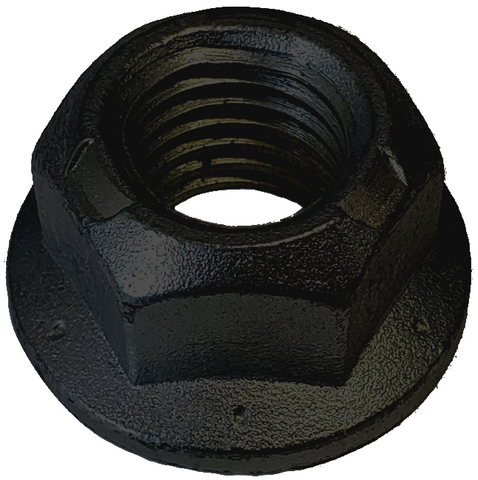 Serrated Flanged Conical Hexagonal Nut Black Steel 7/16-14 Grade 8 data-zoom=