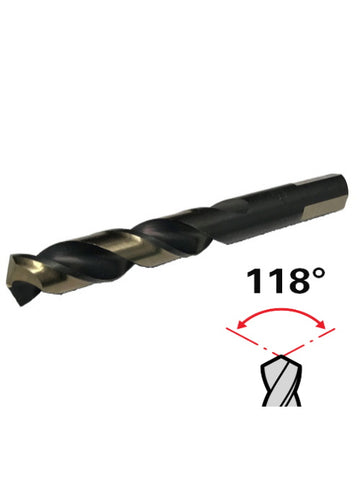 Drill Bit High Steel Black and Gold Coated 19-32 * 6-3/16 [ 118°, Split Point, Flat Grip, Tige 1/2 ] data-zoom=