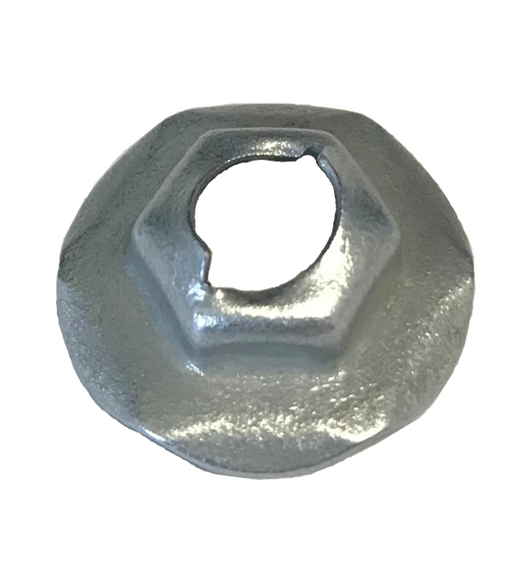 Thread Cutting Flanged Hexagonal Nut Zinc Plated 1/4 ID. * 7/16 HEX. * 11/16 OD.