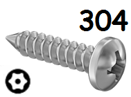 Pan Head Metal Screw Full Thread Stainless Steel #14 * 1" [Torx Pin-in Drive] data-zoom=
