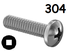 Pan Head Machine Screw Full Thread Stainless Steel 10-24 * 2" [Square Drive]