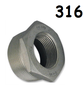 Low Pressure Bushing Adapter Pipe Fitting 316 Stainless Steel 2-11-1/2 Male Reduce to 1-11-1/2 Female [NPT]