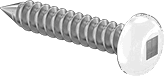 Round Head Metal Screw Full Thread With White Painted Head Zinc #8 * 3" [Square Drive]