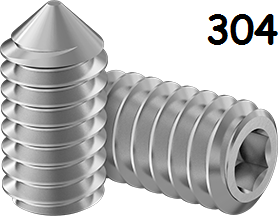 Set Screw Full Thread 304 Stainless Steel 4-40 * 1/4" [Cone Point] [Allen Drive]