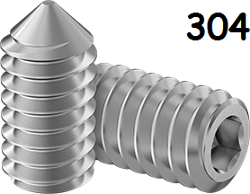 Set Screw Fine & Full Thread Stainless Steel 10-32 * 1/2" [Cone Point] [Allen Drive]