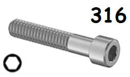 Socket Head Cap Screw Stainless Steel 3/8-16 * 3" [Cup Point] [Allen Drive]