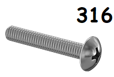 Truss Head Machine Screw Full Thread 316 Stainless Steel 10-24 * 3/8