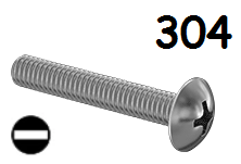 Truss Head Machine Screw Fine & Full Thread Stainless Steel 10-32 * 7/8" [Slotted Drive]